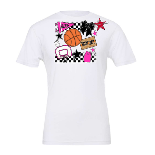 Tigers Checkers Basketball Spirit Design-Pink
