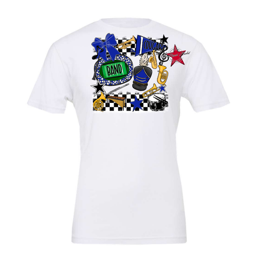 Cougars Checkers Band Spirit Design-Royal Blue