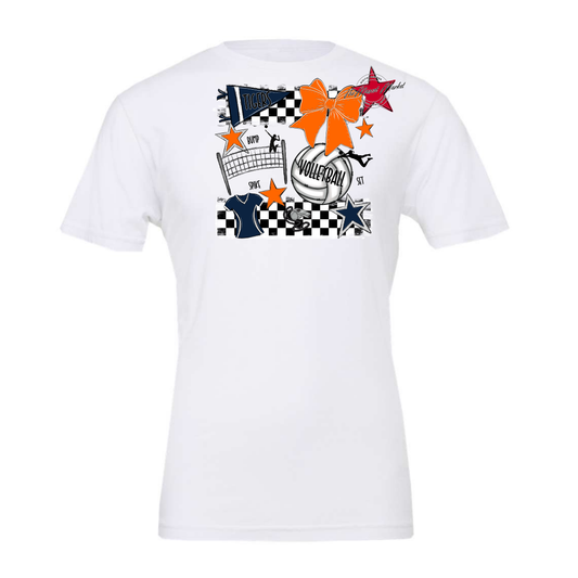 Tigers Checkers Volleyball Spirit Design-Navy-Orange