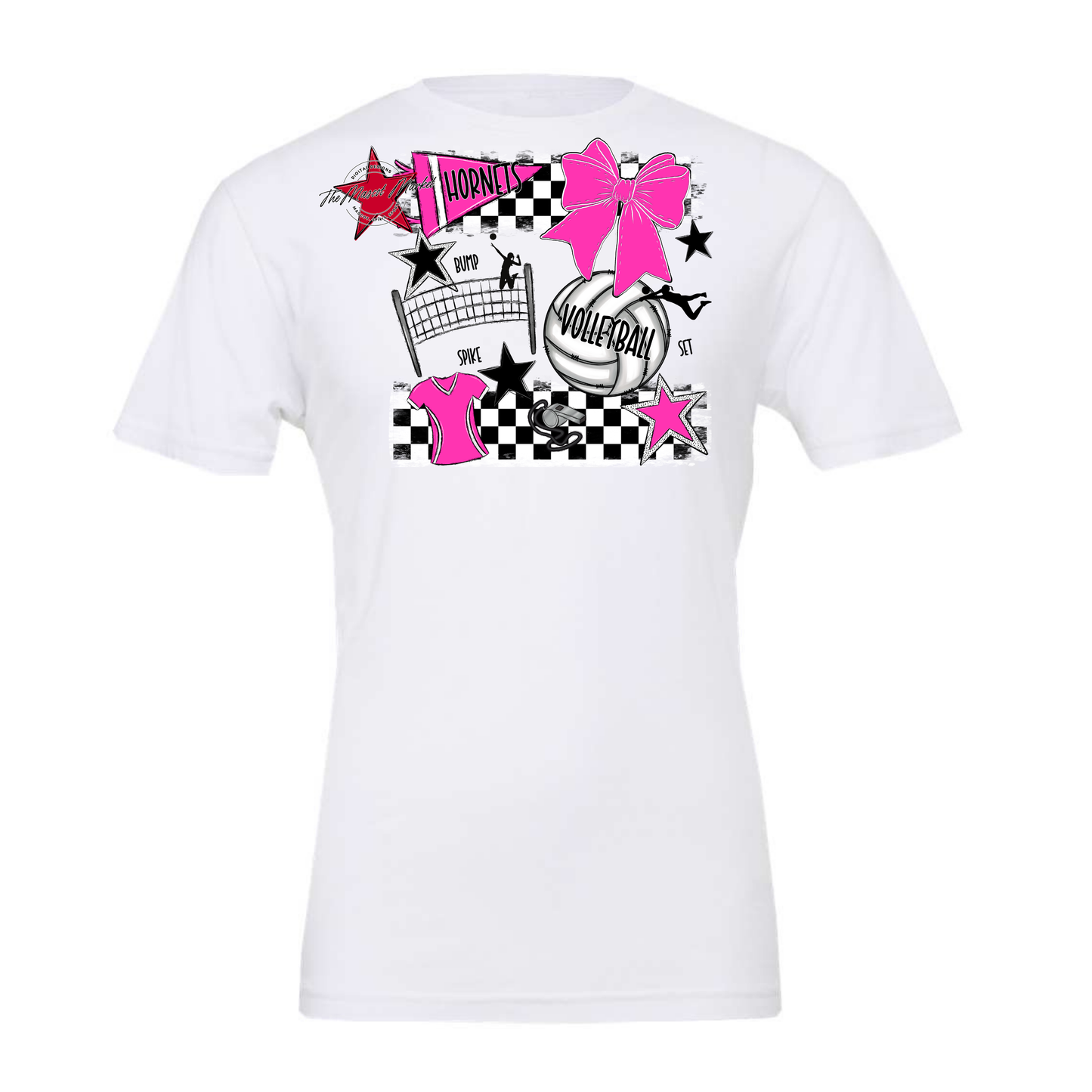 Hornets Checkers Volleyball Spirit Design-Pink