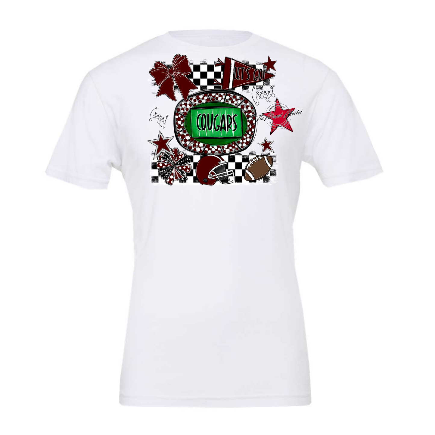 Cougars Checkers Spirit Design-Maroon