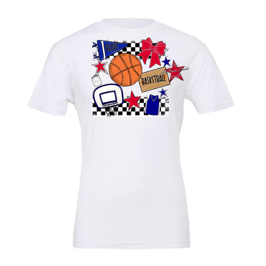 Bears Basketball Checkers Design-Blue-Red