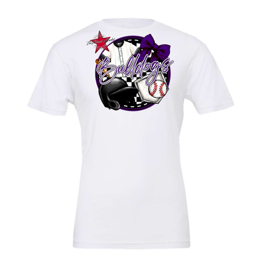 Bulldogs Circle Baseball Design-Purple