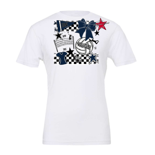 Lions Checkers Volleyball Spirit Design-Navy
