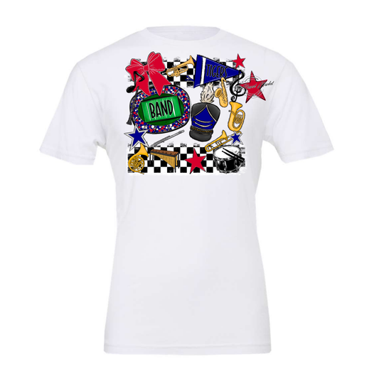 Tigers Checkers Band Spirit Design-Blue-Red