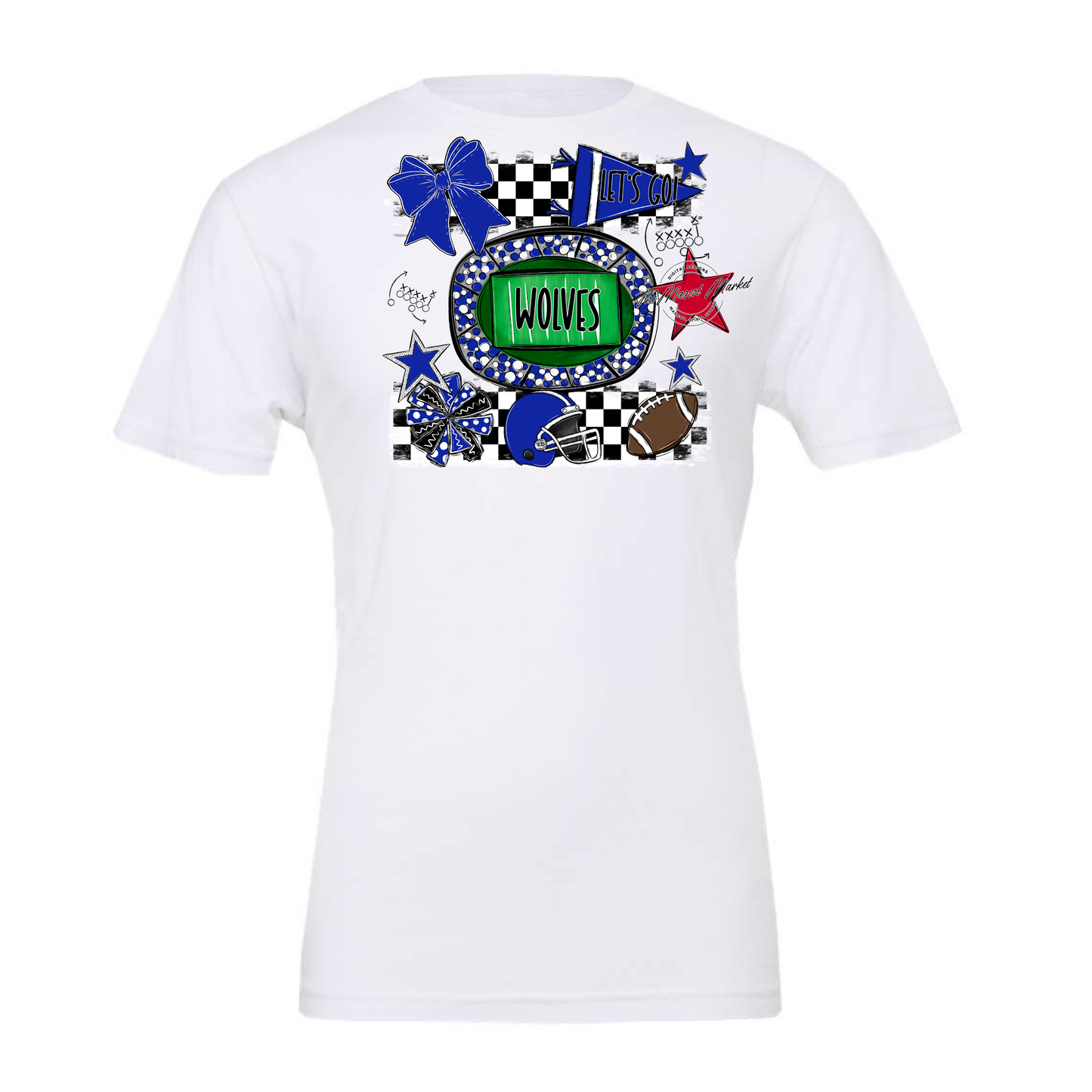 Wolves Checkers Spirit Design-Royal Blue