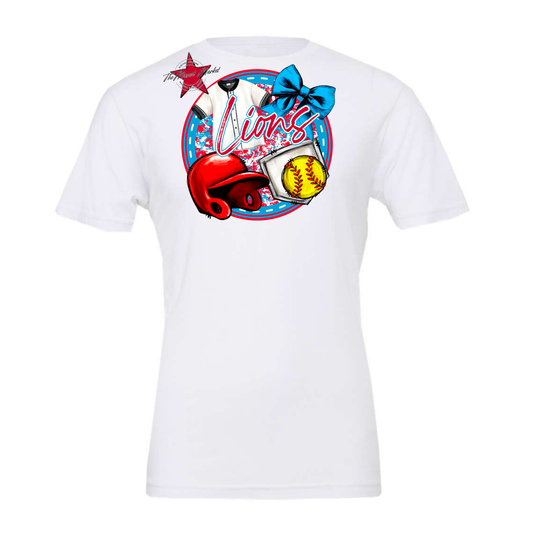 Lions Circle Softball Design-Carolina Blue-Red