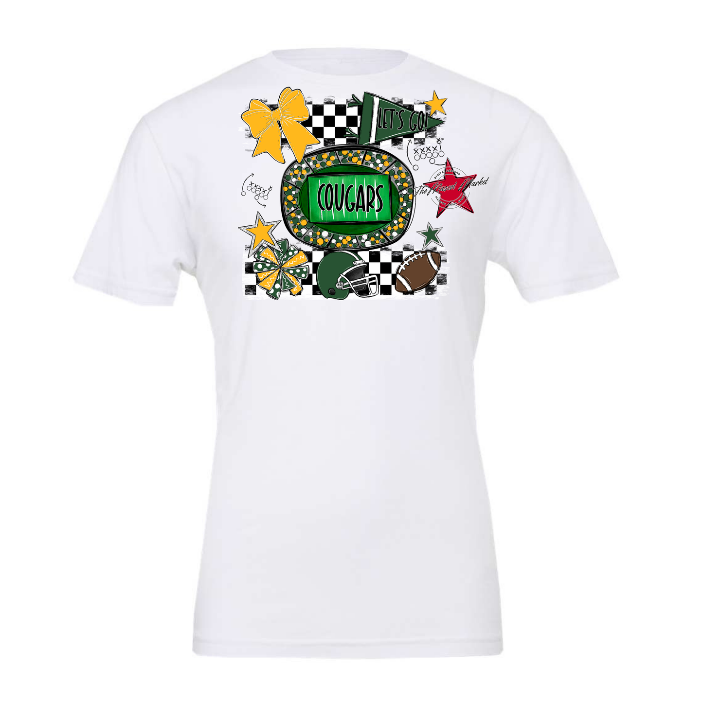 Cougars Checkers Spirit Design-Green-Yellow