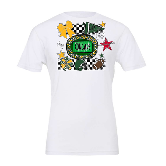 Cougars Checkers Spirit Design-Green-Yellow