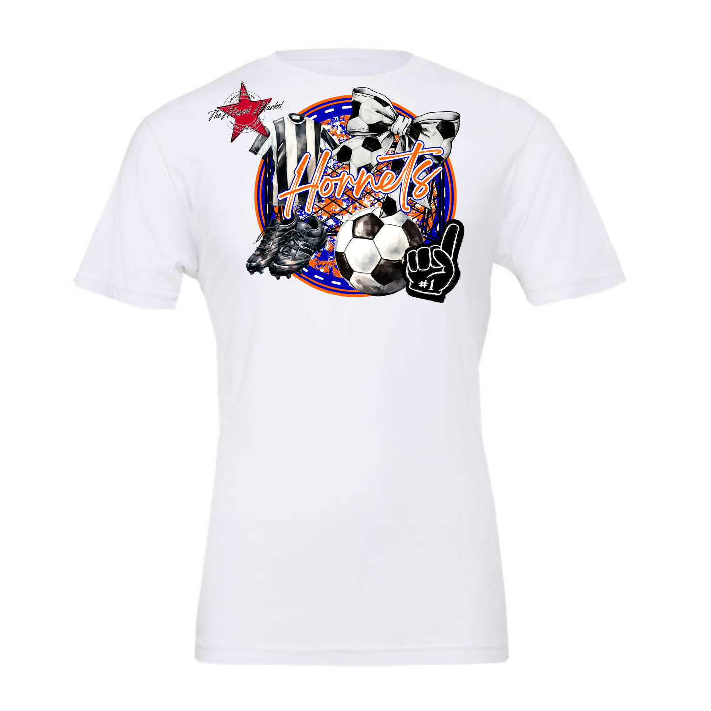 Hornets Circle Soccer Design-Blue-Orange