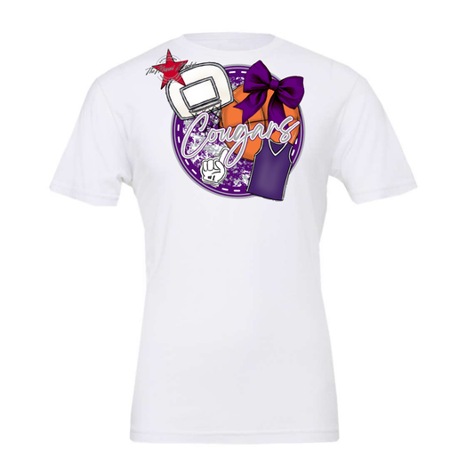 Cougars Circle Basketball Design-Purple-Grey