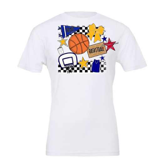 Bears Basketball Checkers Design-Blue-Yellow