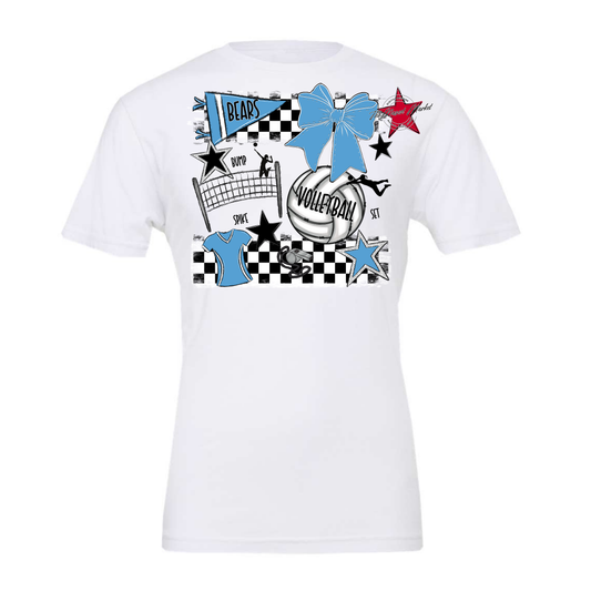 Bears Volleyball Checkers Design-Carolina Blue