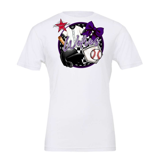 Wolves Circle Baseball Design-Purple
