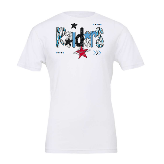 Raiders Brushstroke Alpha w Arrows-Carolina Blue