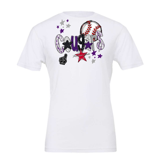 Cougars Baseball Scrape-Purple-Grey