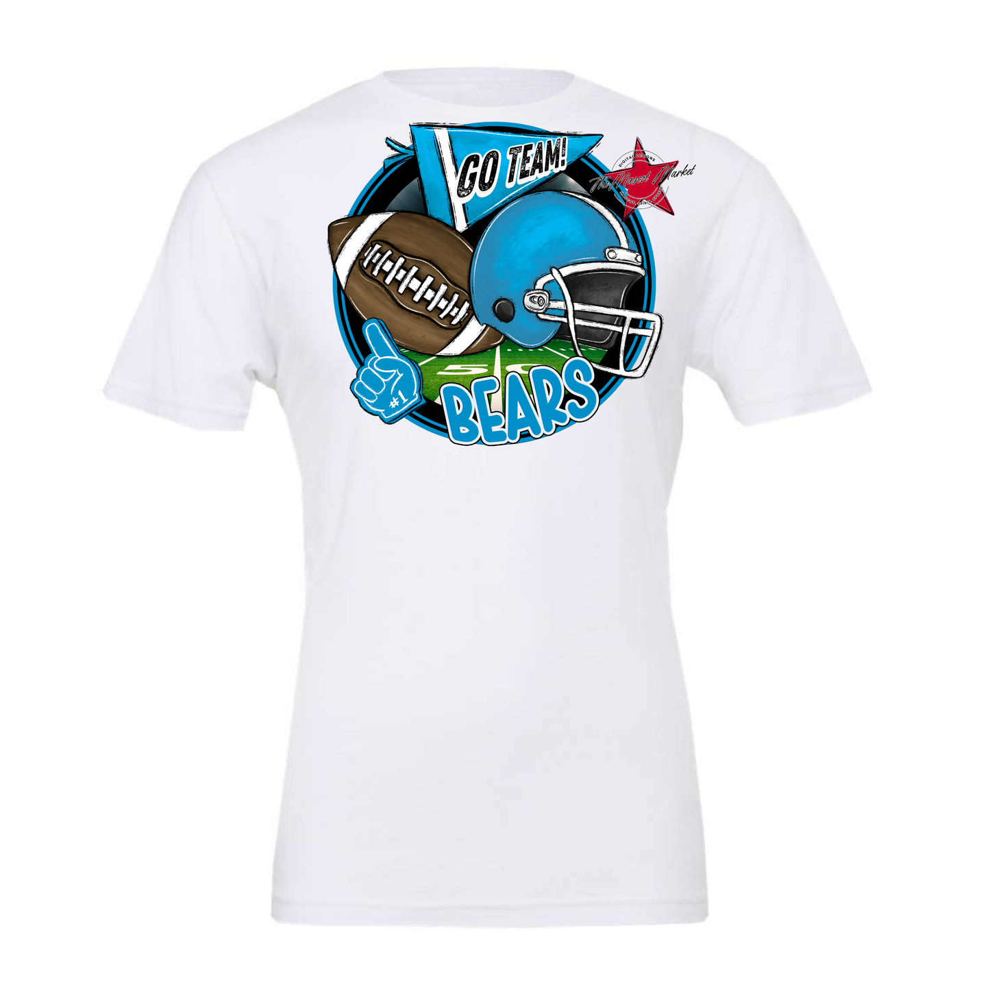 Bears Circle Football Design-Carolina Blue