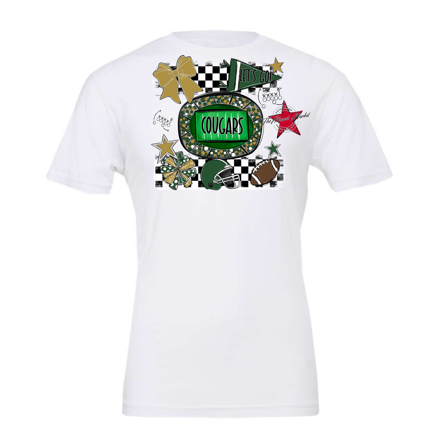Cougars Checkers Spirit Design-Green-Gold
