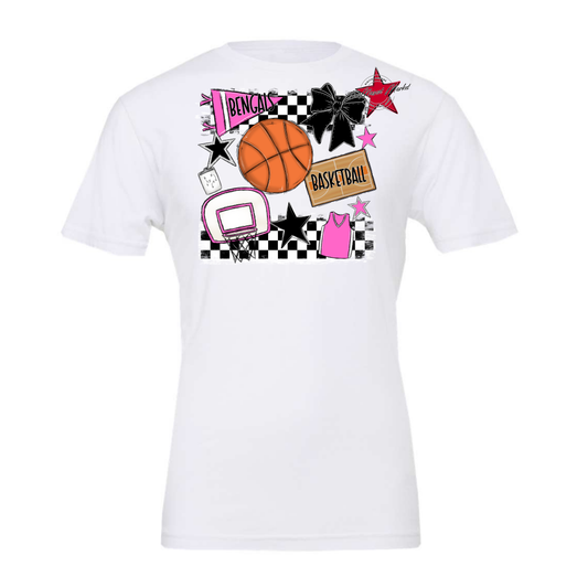 Bengals Basketball Checkers Design-Baby Pink