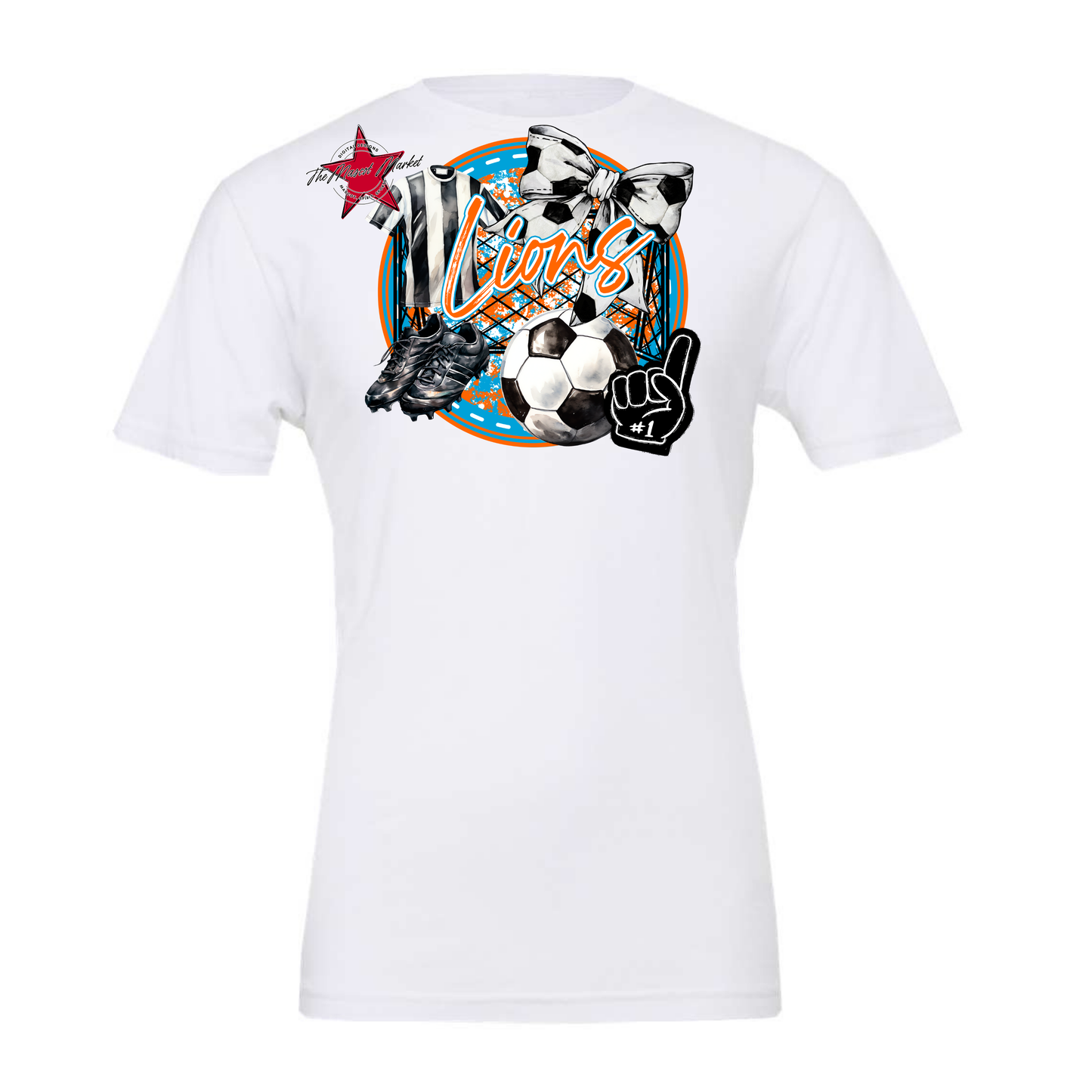 Lions Circle Soccer Design-Carolina Blue-Orange