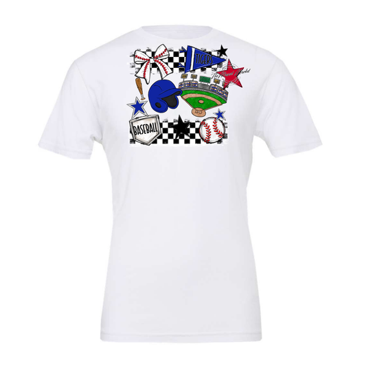 Tigers Checkers Baseball Spirit Design-Royal Blue