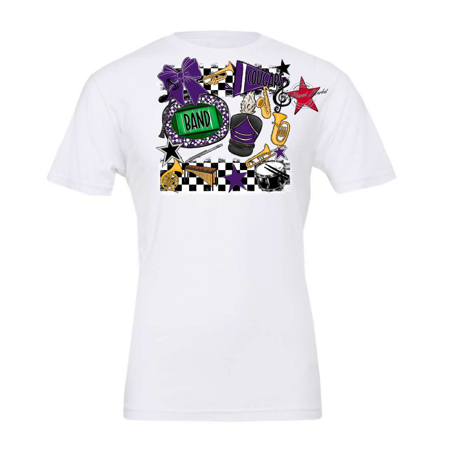 Cougars Checkers Band Spirit Design-Purple