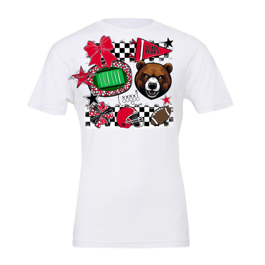 Bears Checker Mascot Spirit Design-Red