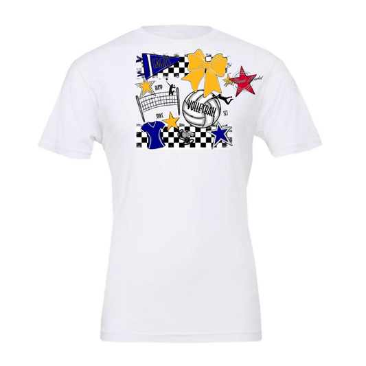 Eagles Volleyball Checkers Design-Blue-Yellow