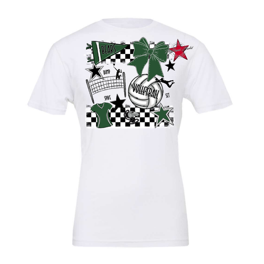 Bears Volleyball Checkers Design-Green