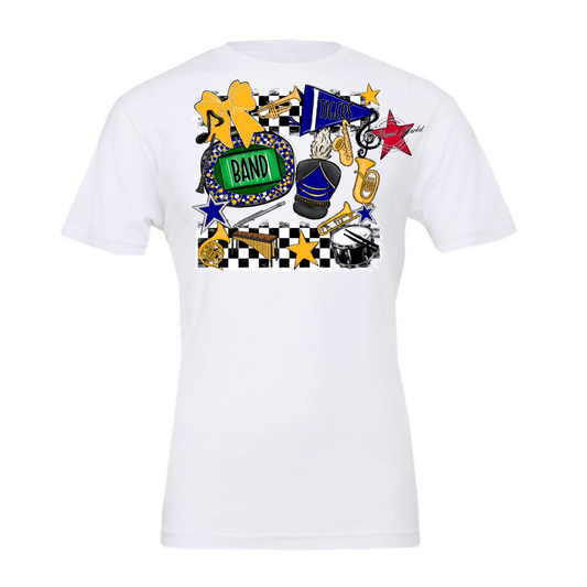 Tigers Checkers Band Spirit Design-Blue-Yellow