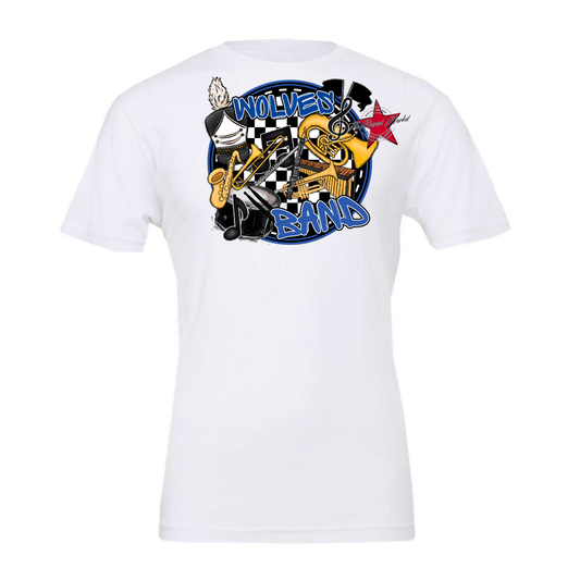 Wolves Circle Band Design-Off Blue