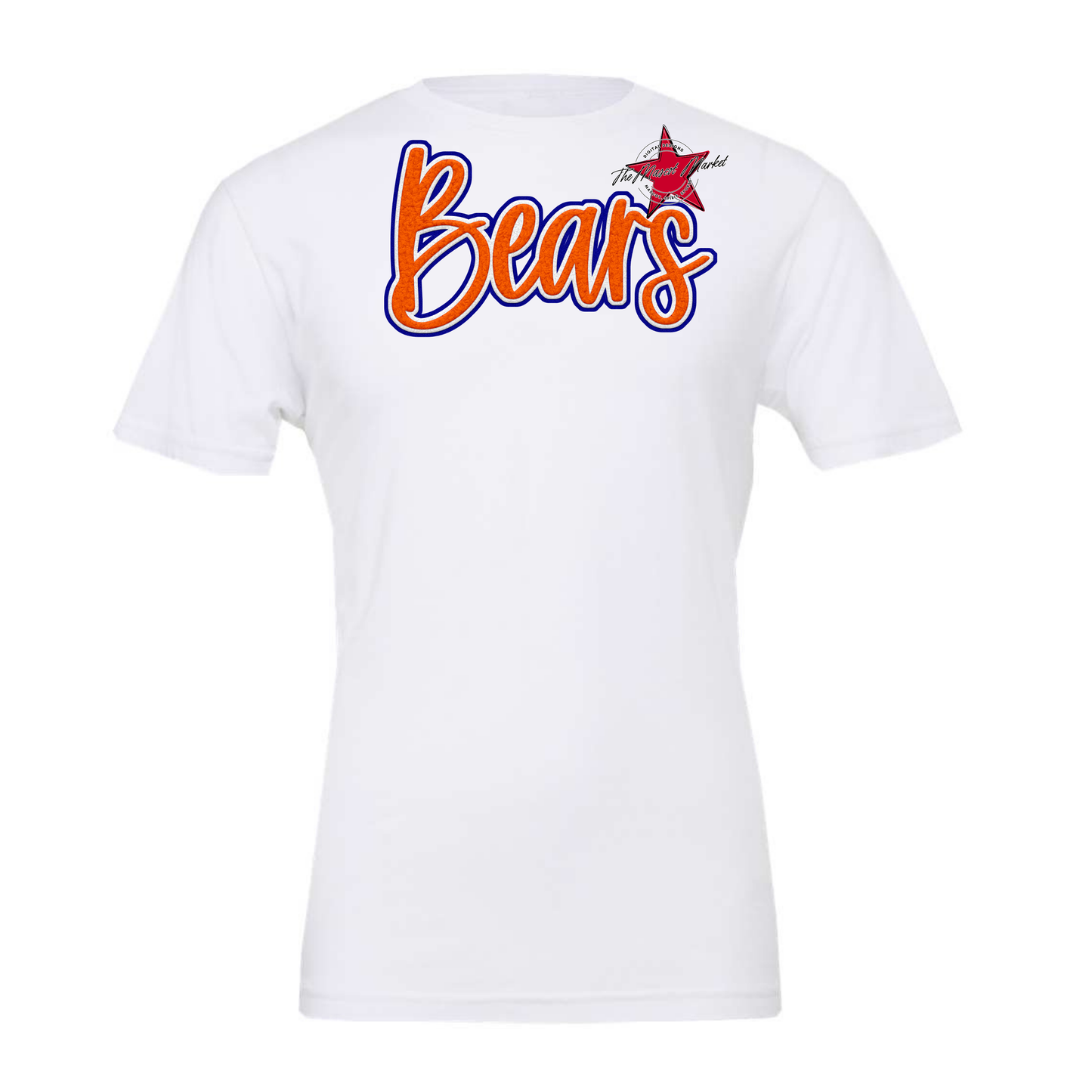 Bears Faux Chenille Patch Design-Blue-Orange