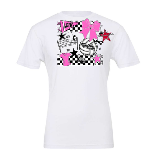 Wolves Checkers Volleyball Spirit Design-Baby Pink