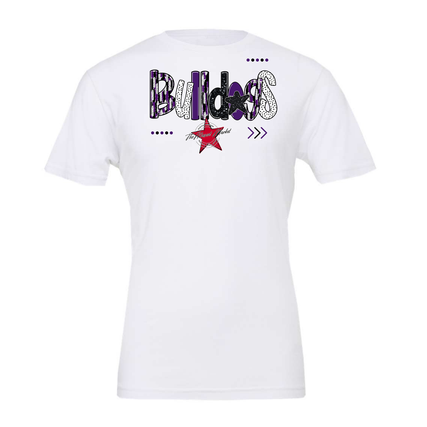 Bulldogs Brushstroke Alpha w Arrows-Purple