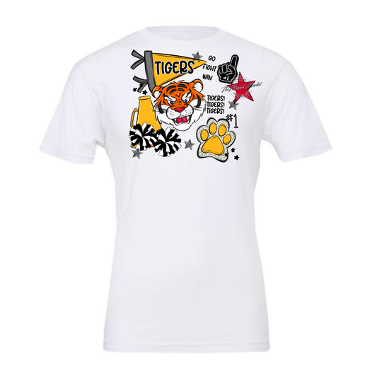 Tigers Mixed Mascot Spirit Design-Yellow