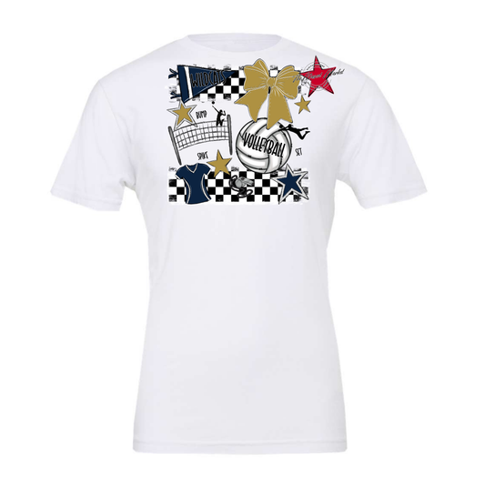 Wildcats Checkers Volleyball Spirit Design-Navy-Gold