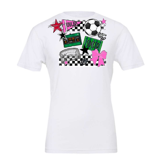 Cougars Checkers Soccer Spirit Design-Baby Pink