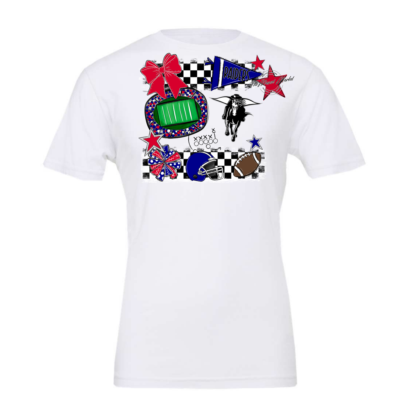 Raiders Checkers Mascot Spirit Design-Blue-Red