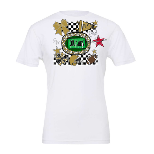 Cougars Checkers Spirit Design-Gold