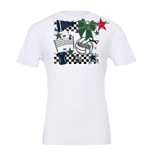 Lions Checkers Volleyball Spirit Design-Navy-Green