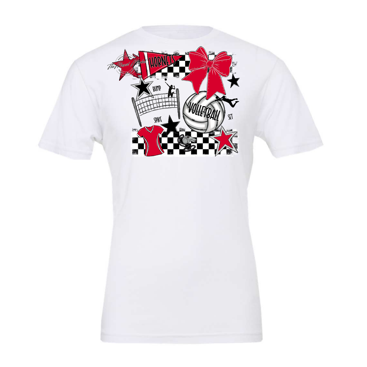 Hornets Checkers Volleyball Spirit Design-Red