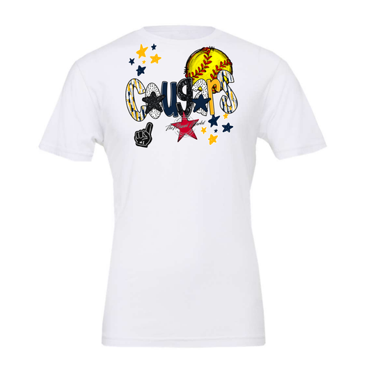 Cougars Softball Scrape-Navy-Yellow