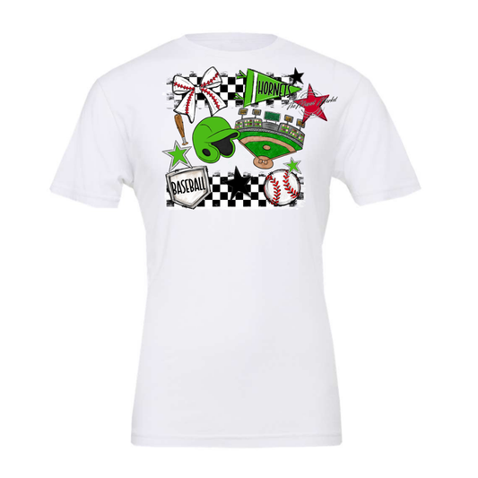 Hornets Checkers Baseball Spirit Design-Bright Green