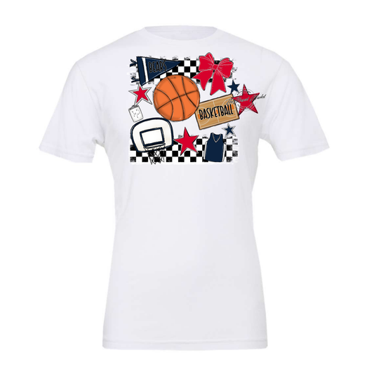 Bears Basketball Checkers Design-Navy-Red