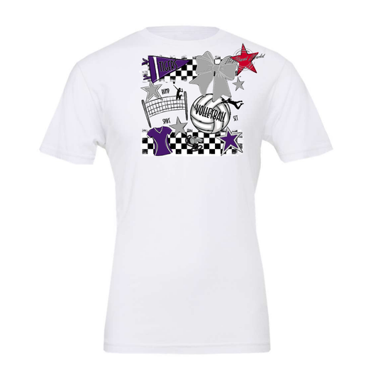Tigers Checkers Volleyball Spirit Design-Purple-Grey