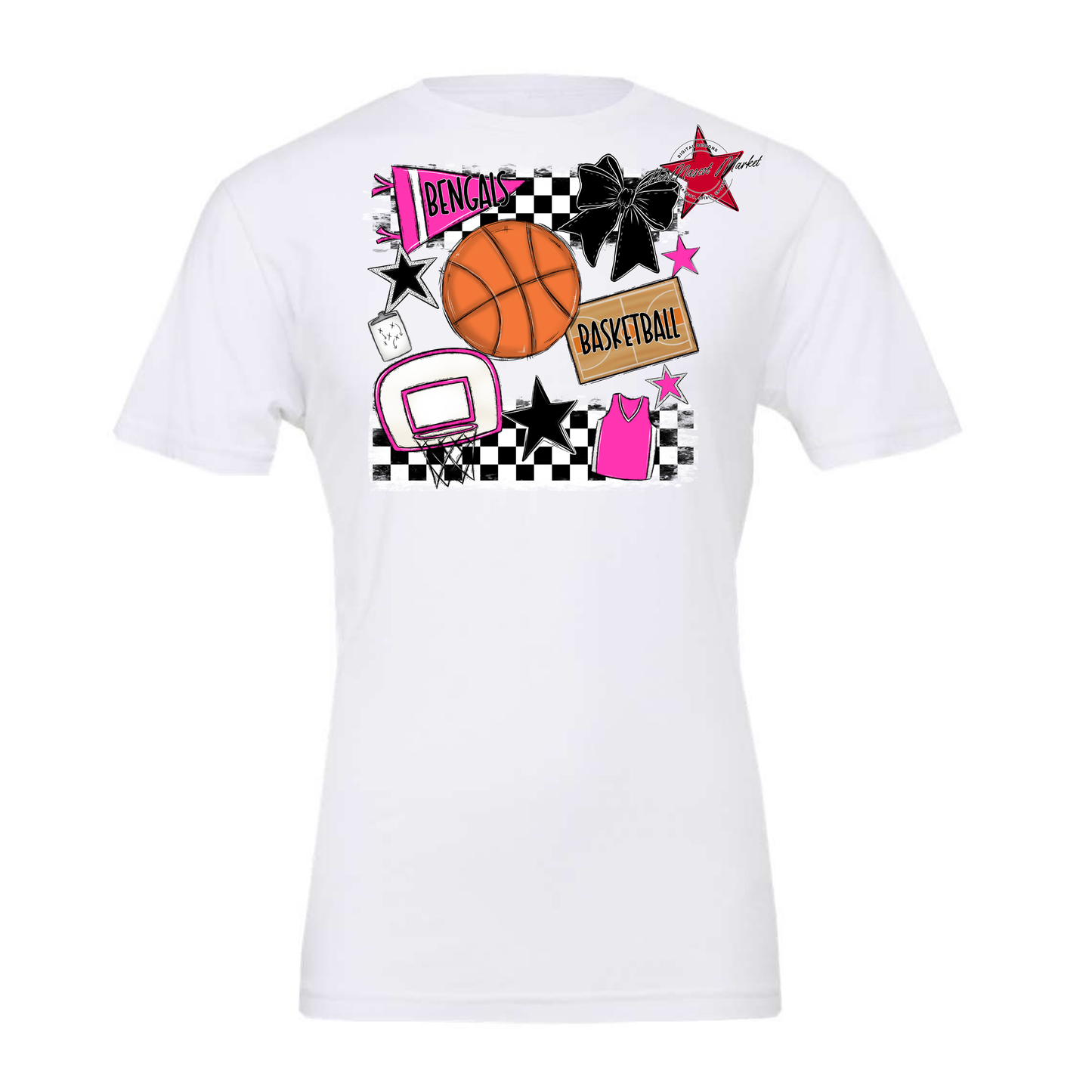 Bengals Basketball Checkers Design-Pink