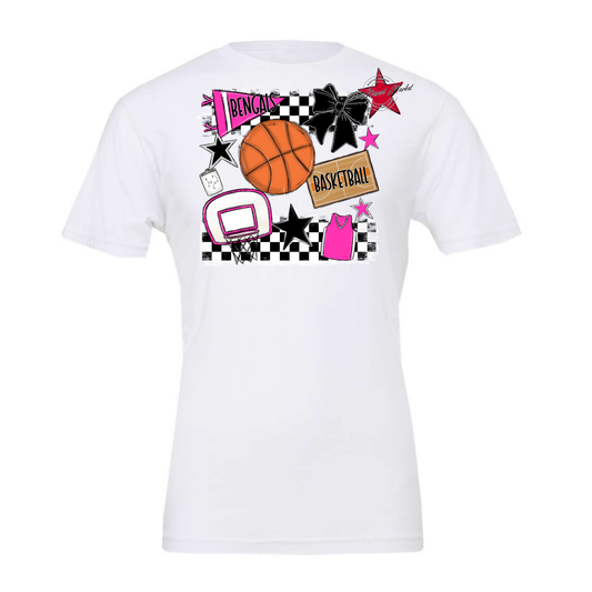 Bengals Basketball Checkers Design-Pink
