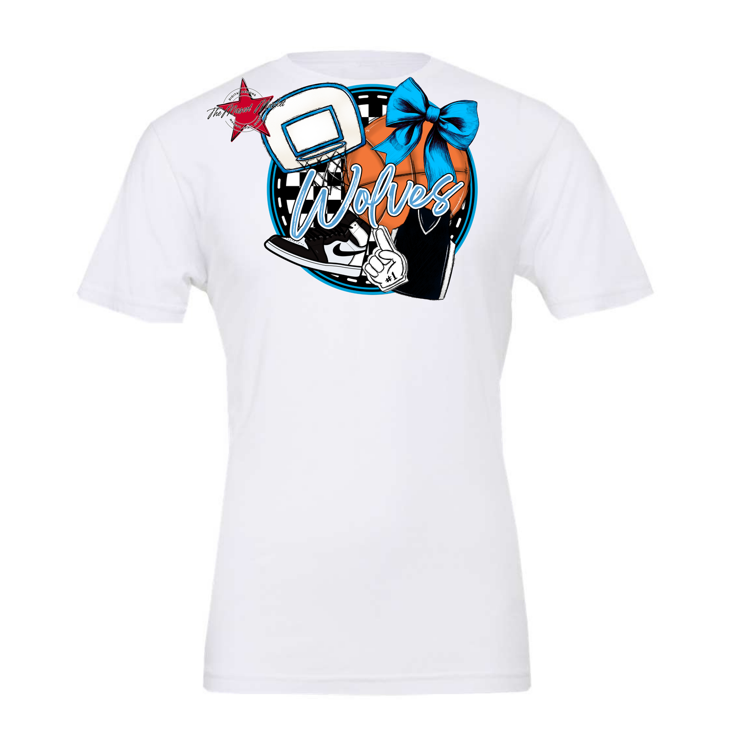 Wolves Circle Basketball Design-Carolina Blue