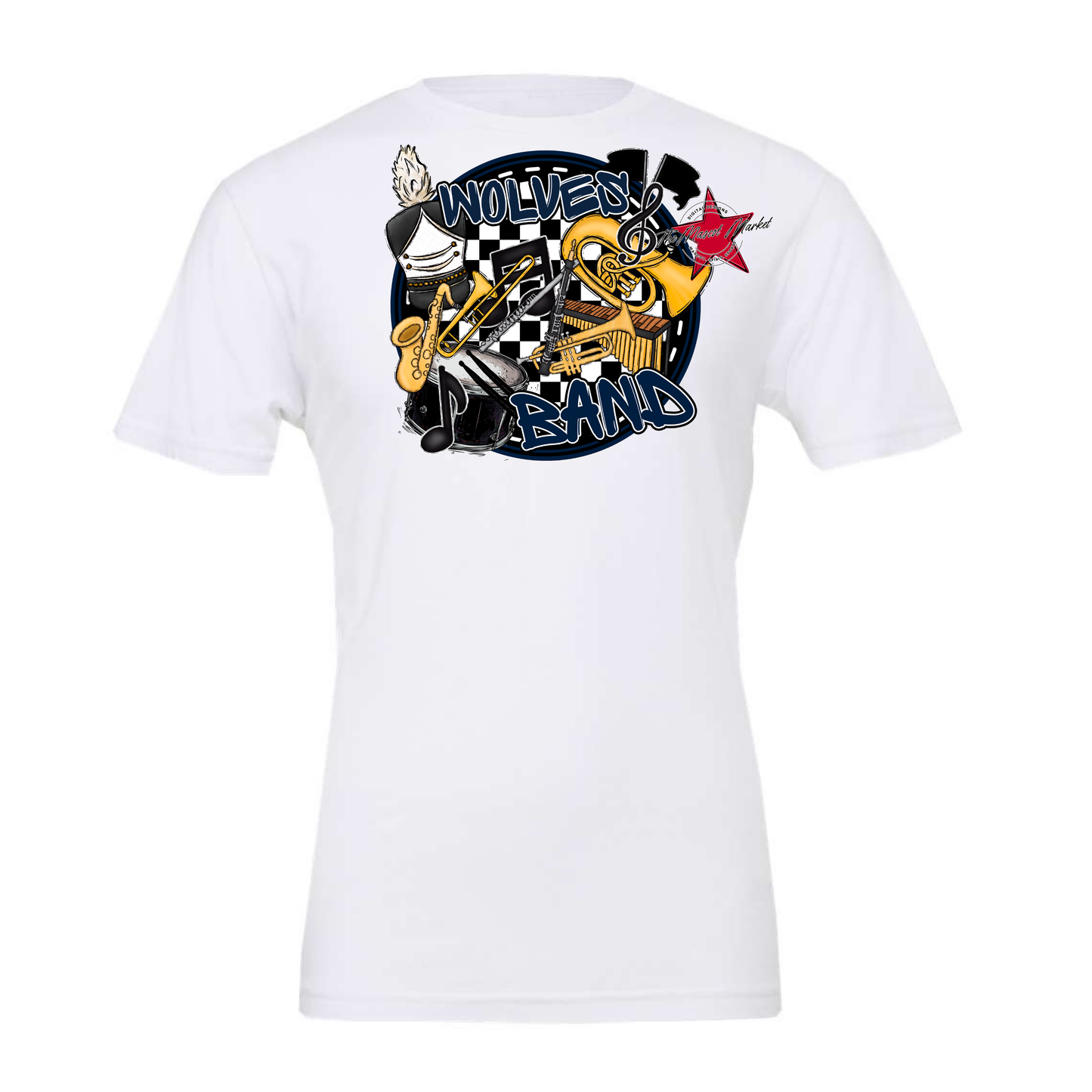 Wolves Circle Band Design-Navy