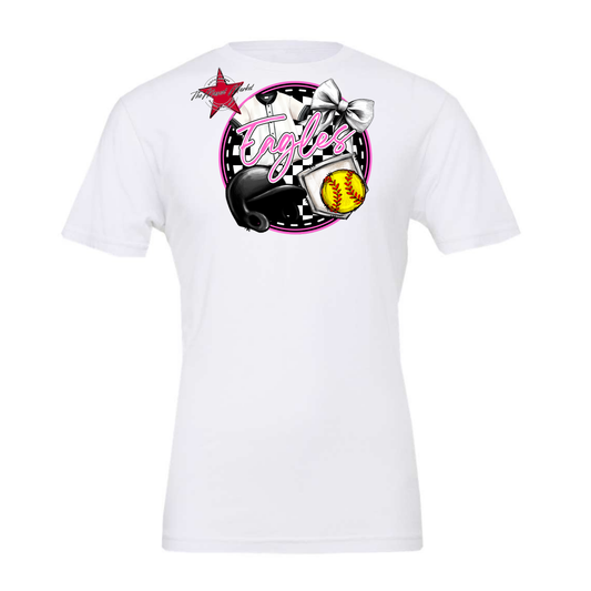 Eagles Circle Softball Design-Baby Pink